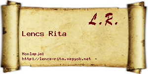 Lencs Rita névjegykártya
